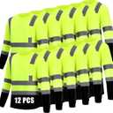 Hi Vis Long Sleeve Reflective T Shirts Safety Work Shirts Black Bottom Fast Dry for Men 12PCS (Yellow, XL)