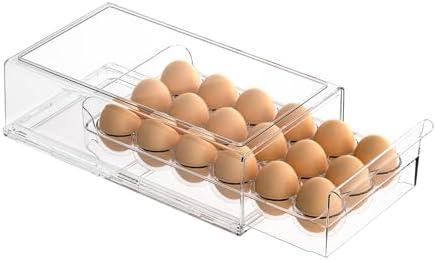 BPA Free Refrigerator Organizer Bins, Stackable Egg Holder, 18 Egg Tray