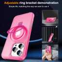 2 x Hocase for iPhone 16 Pro Case 6.3", with Magnetic Ring Stand [Compatible with MagSafe] [Military Grade Protection] Slim Shockproof Translucent Protective Phone Case - Hot Pink
