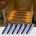 Solar Deck Lights, 6 Pack Waterproof LED Path Lights, Outdoor Solar Step Lights, Solar Powered Light Bar for Stairs, Driveway, Walkway, Pathway, Dock, Porch, Warm White