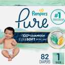 Pampers Pure Baby Diapers, Size 1 (8-14 lbs), 82, Up to 100% Leakproof, Premium Hypoallergenic Soft Diapers