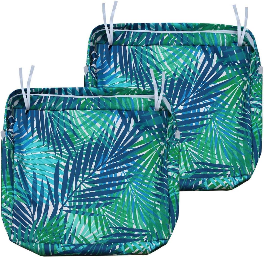 NettyPro Outdoor Cushion Cover Waterproof Patio Chair Seat Cushion Slip Cover 2 Pack, 24 x 22 x 4 Inch