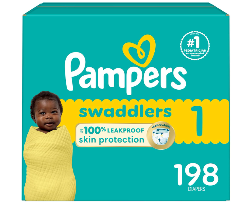 Pampers Baby Diapers - Swaddlers - Size 1, 198 Count, Ultra Absorbent Disposable Infant Diaper