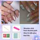 2 x Square French Clear Pink Press on Nails Tips, Medium Long Fake Nails, Full Cover Artificial Acrylic Nails, Reusable on Manicure Kit for Women 24Pcs