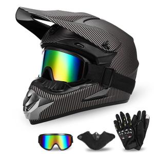 Full Face Dirt Bike Helmet DOT Certified - Complete Adult ATV Helmet Kit with Goggles, Gloves & Mask, Adjustable Visor, Quick Release XXS