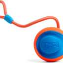 Chuckit! Rope Fetch Dog Toy - Ball on Rope Fetch and Tug-of-War Toy for Dogs - Durable EVA Rubber Construction - 5.5-inch Diameter - 18-inch Rope - Orange and Blue