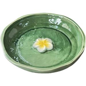 Light Green 11.8 Inch Decorative Ceramic High-Temperature Fired Wild Bird Bath Bowl/Feeder for Outdoor Garden, Bowl Only