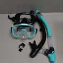 Seovediary Snorkel Set Adults Snorkeling Gear Anti-Fog Panoramic View Swim Mask Dry Top Snorkel Kit with Carry Bag for Snorkeling Scuba Diving Swimming Travel (Z-Black/ Green Transparent)