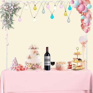 Over The Table Rod Stand with Clamps, White 33"-100" Length Adjustable Table Arch Stand Balloon Flower Decor Matel Arch Stand for Wedding Halloween Birthday Party Birthday Christmas Baby Shower Decor