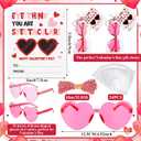 Geiserailie 24 Pcs Valentines Day Gifts Valentines Day Heart Glasses with Cards for Greeting Gifts Exchange Favors