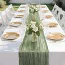 MAONAME 2 Pack Sage Green Cheesecloth Table Runner Fall Thanksgiving Boho Farmhouse Rustic Gauze 10FT 120 inch Cheese Cloth Runner for Wedding Party Home Party Decor Holiday Baby Shower Birthday