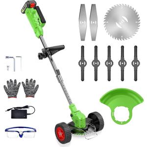 Apiuek Cordless Lawn Trimmer Weed Wacker - GUIFIN 21V Lawn Mower Grass Edger with One 2.0Ah Li-Ion Battery Powered & 3 Cutting Blade Types, Compact Power Tool for Lawn Yard Work