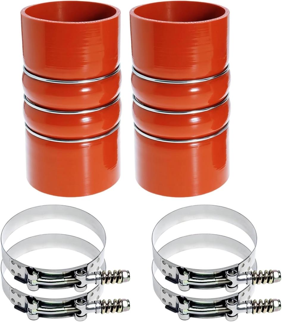 Silicone CAC Charge Air Cooler Hump Hose Boot Set 3" x 6" Heavy Duty Intercooler Hoses Boot Kit with stainless steel T Bolt Clamp, Air Intake and Intercooler Hose Kit,2PCS (Red) (Red)