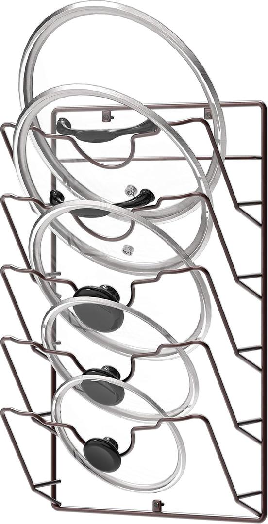 Simple Houseware Wall Door Mounted Pot Lid Rack, 9.5" Wx4.5 Dx17.2 H, Bronze Finish