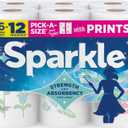 Sparkle Pick-A-Size Paper Towels, Spirited Print Design, 6 Double Rolls (660 Sheets Total) - Strong 2-Ply Towels for Kitchen Cleanup and Everyday Messes