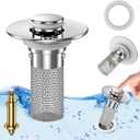 Sink Stopper Hair Catcher, Pop-up Sink Drain Strainer with Removable Stainless Steel Strainer Basket Hair Catcher, Bathroom Sink Strainer for Bathroom Sink Stopper Replacement. (1PCS) (1PCS)