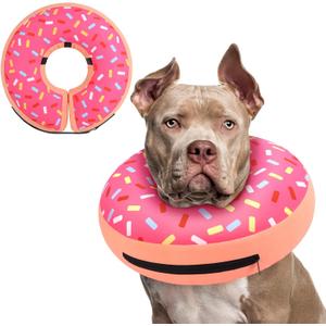 Supet Inflatable Dog Cone Alternative - Soft Cone Collar for Recovery & Surgery, Small to Large Dogs (XXL(Neck 18"-23"), Donut Pink)