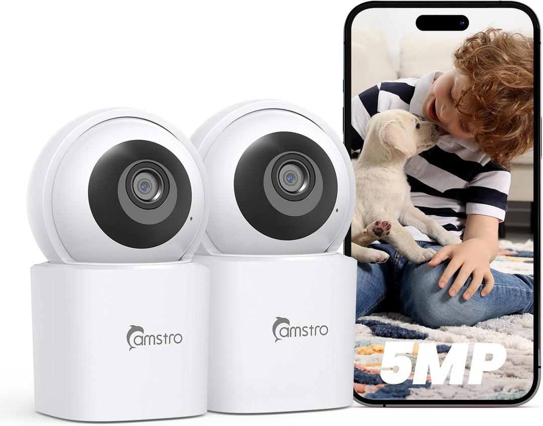 3K Security Camera Indoor,360WiFi Camera for Home Security,2.4/5 GHz Pet/Dog/Baby Camera with Phone app,Night Vision, 2-Way Audio, 24/7,SD/Cloud Storage,Works with Alexa&Google Home 2PACK
