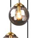 H XD GLOBAL Industrial Retro Loft 3 Way Pendant Light, Cluster Chandelier Hanging Lamp Fixture Brass Fittings with Glass Globe Lampshade (Grey) 