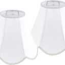 GO&SO 2pcs White Lamp Shade Scalloped Lamp Shade Medium,6"Top x 13"Bottom x 10.6"Vertical Height (Spider),Floor Lamp Shade Table Lampshade -Handmade Bell Lamps Shade -Petal Edge Braid -Easy Assembly