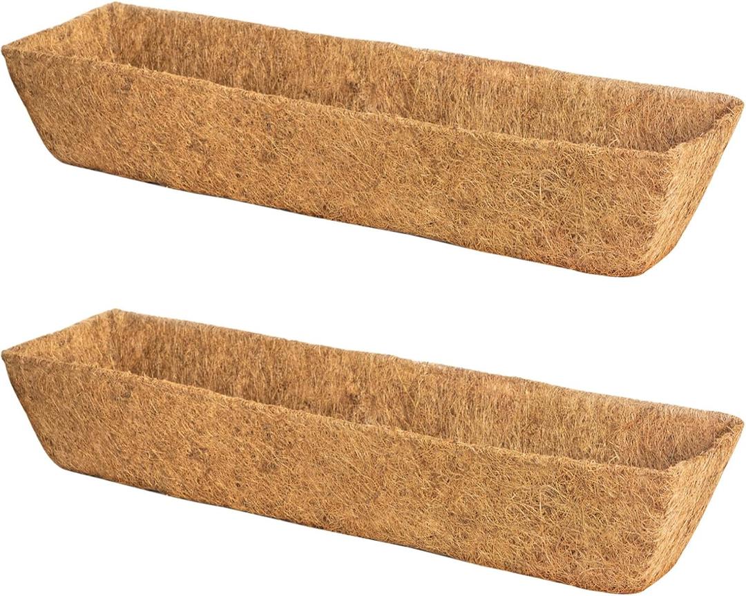 Paquete de 2 forros de coco de 30 pulgadas para jardinera, jardinera de fibra de coco natural de repuesto para plantas al aire libre, flores, exteriores, jardineras de fibra de coco, porche,