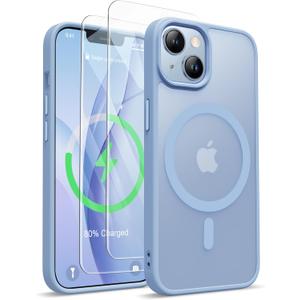 ORETECH Magnetic for iPhone 13 Case, [Compatible with MagSafe] [2 Pcs 9H Screen Protectors] [15 FT Military Grade Drop Protection] Frosted Translucent Back Shockproof Phone Cover - Sierra Blue