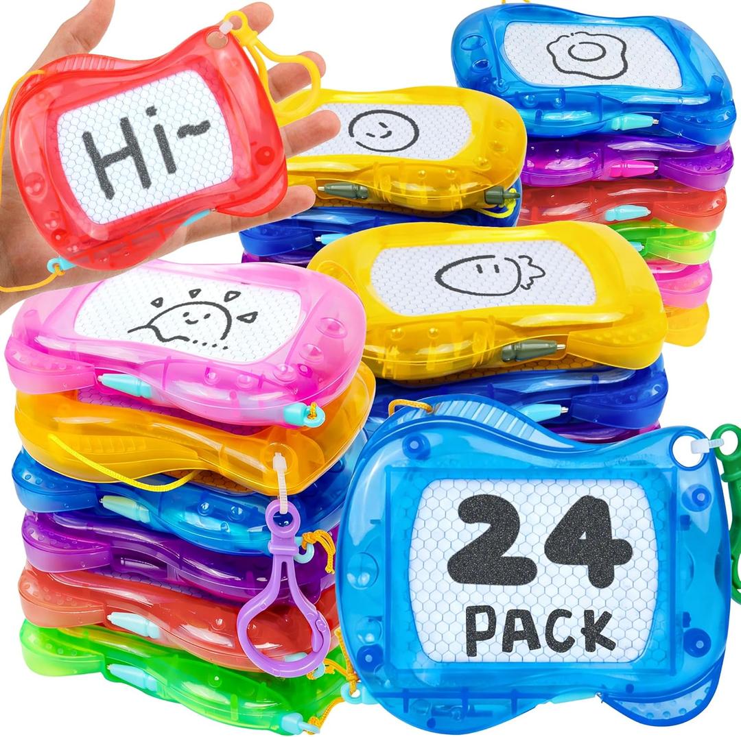 Tinlade 24 Pack Mini Magnetic Drawing Board for Kids, Small Erasable Drawing Pad, Toddler Writing Tablet, Birthday Party Favor, Classroom Prize, Goodie Bag Stuffers for Boy Girl