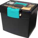 Storex File Storage Box with XL Storage Lid, 10-7/8 x 13-1/4 x 11 Inches, Black/Teal