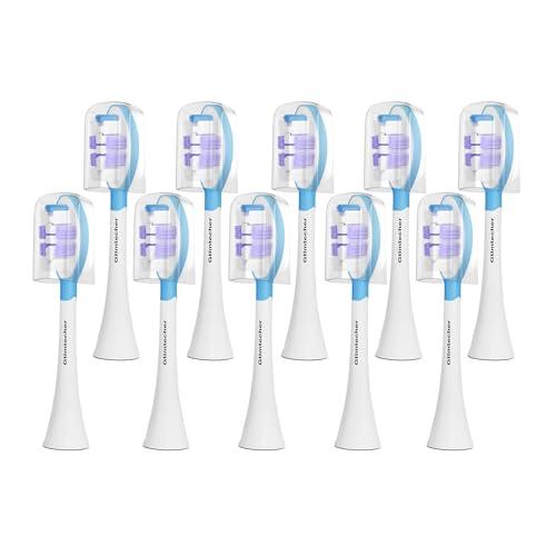Electric Toothbrush Heads for Philips Sonicare Replacement Heads, 10 Pack Adults Kids 7+ Sonicare Toothbrush Replacement Brush Heads Philips Sonicare Sensitive Replacement Heads C2 C3 G2 G3 A3, White