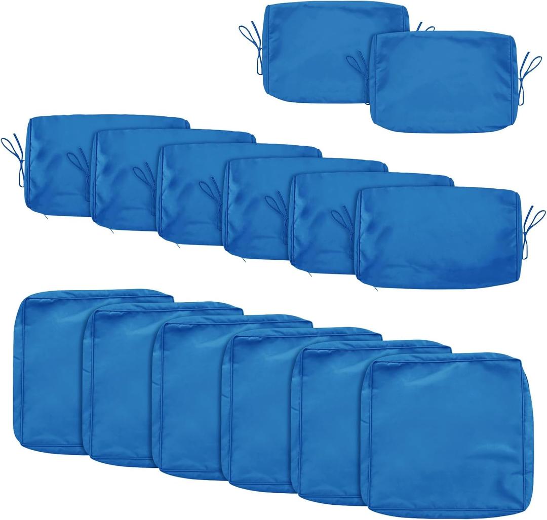 14Pcs Outdoor Cushion Covers Replacement Splashproof UV-Resistant Inelastic Covers with Zippers,25.6x25.6x4inch Patio Cushion, for 7 Pcs Outdoor Patio Furniture Sets (Dark blue, 25.6 x 25.6 x 4 inch)