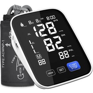 Automatic Upper Arm Blood Pressure Monitor, Dual User 2x90 Memories Digital Blood Pressure Machine with (8.5"-16.5") Cuff Size, BP Monitor with 4*AAA Batteries & DC Cable