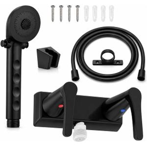 RV Shower Faucet with Head and Hose: 4 Inch 2-Hole Camper Shower Faucet with 59" Hose - ABS Shower Valve Diverter for RV Camper Motorhome Travel Trailer Indoor Outdoor Use