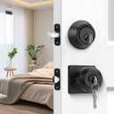 Haidms Entry Black Door Knob and Deadbolt Combo Set, Keyed Alike - Matte Black Door Knob with Lock and Keys for Front Door, Exterior, Front Door Lock Set -Single Cylinder