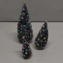 Winlyn 3 Pack Artificial Mini Tabletop Christmas Trees Tiny Frosted Bottle Brush Trees Decorated Small Sisal Trees with White Snow and Colorful Beads Winter Holiday Miniature Dcor Assorted Sizes