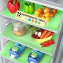 Refrigerator Liners for Shelves (12 Pack) by Lindas Essentials - Non-Adhesive Shelf or Drawer Liner, BPA-Free Fridge Mats for Kitchen & Cabinets, Easy to Clean, Ideal Household Essentials (Green) (12 Sheets (17.7 x 11.4 Inches))