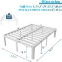 Full Size Bed Frame 16 Inch White, Metal Full Bed Frame with Baffles, No Box Spring Needed, Heavy Duty Steel Platform Supprt, Rounded Corner Design, Reserved Holes, Noiseless, Storage Space