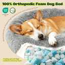 Extra Large Donut Calming Dog Bed with Orthopedic Memory Foam Dogs,42 Inch Pet Bed Cuddler Anti Anxiety with Comfort Cooling Gel, Removable Waterproof Round Plush Cover Sofa for Machine Washable, Grey