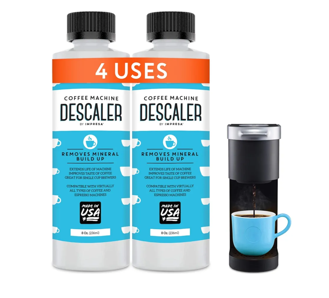 Descaler (2 Pack, 2 Uses Per Bottle) - Made in the USA - Universal Descaling Solution for Keurig, Nespresso, Delonghi and All Single Use Coffee and Espresso Machines