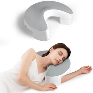Side Sleeper Pillow for Adults, Memory Foam Shoulder Pillow with Arm Hole for Neck and Shoulder Pain, Suitable for Side Sleepers, White and Grey