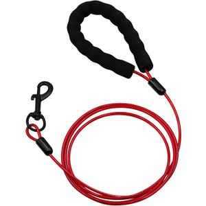 Dog Leash with Hooks Stainless Steel, Water Chew Proof for Medium and Small Dogs 5FT Wire Alloys Camping with Soft Handle(Red 5FT)