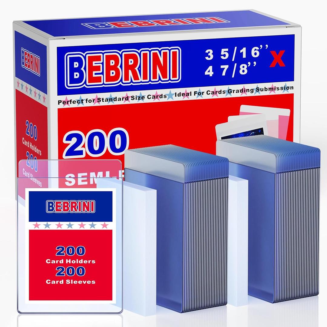 200ct Semi Rigid Card Holders & 200ct Soft Sleeves for PSA, SGC, BGS, CSG Graded Cards Submissions, PSA Submission Card Sleeves for Sports, PKM, Baseball, Trading Cards