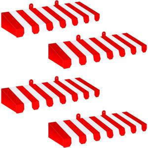 Boao 4 Pack Circus Awning Decoration 3D Stripe Cardboard Awning Carnival Wall Decor Circus Party Favors for Lemonade Stand Bakery Ice Cream Truck Bulletin Board(Red and White,Striped Style)