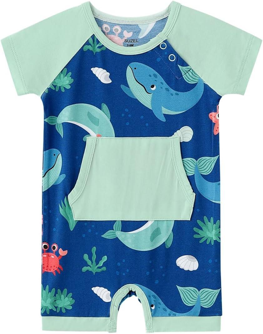 Bamboo Viscose Baby Romper - Baby Infant Boys Girls One Piece Jumpsuits Summer Playwear (6-12 Months, Sea Green)