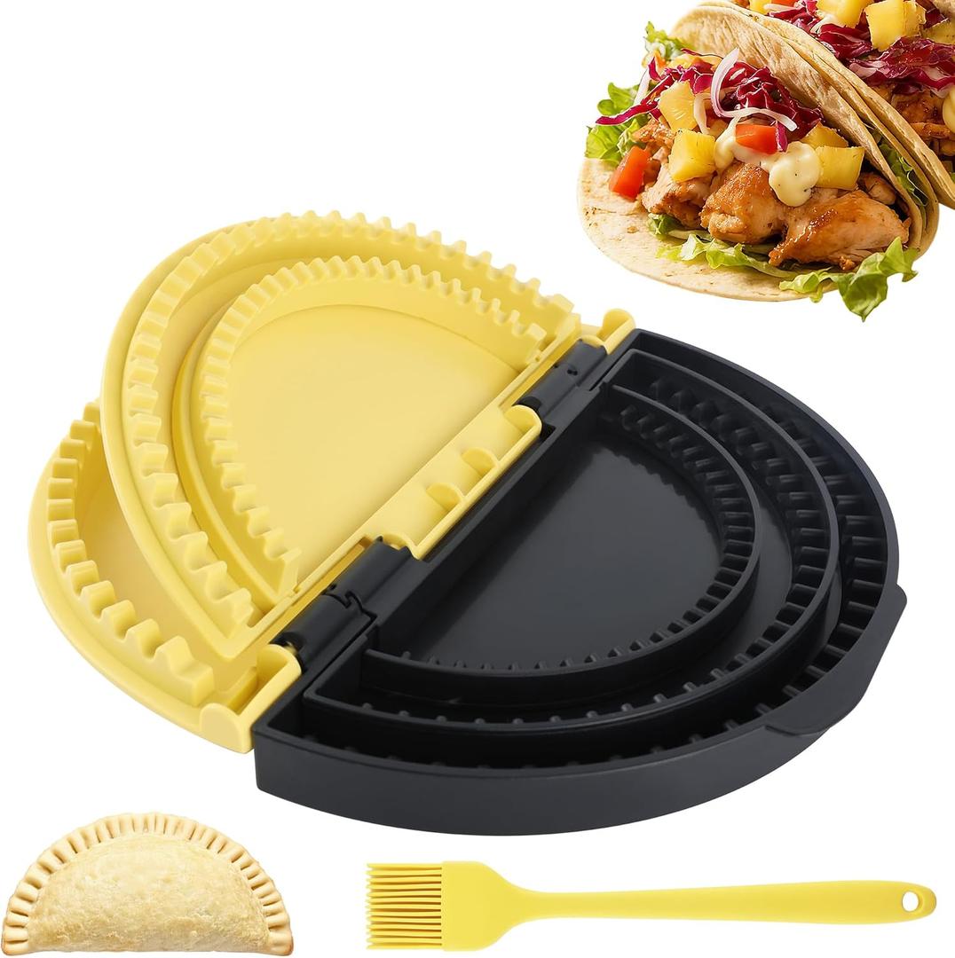 3 x Tortilla Sealer Crimper Press Maker – 3 in 1 Adjustable 6 8 10 Inch Tool Machine for Quesadilla Taco Burrito Empanada Dumpling - Tortillas folder for Wrap Sandwich Empanadas Pie