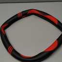 Iwantit Premium Grip Steering Wheel Cover with Anti-Slip Rubber Ring, Made of Carbon Fiber & Breathable PU Leather, Universal Fit for 14.5-15 Inch Car and SUV (Passion Red)