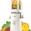 Juicer Machines, 2-in-1 Cold Press Juicer for Juice & Sorbet, suit for Vegetable and Fruit with 5-Inch Wide Chute, Powerful Masticating/High-Yield High Nutrients/Rev Mode/Easier Clean (Off-white)