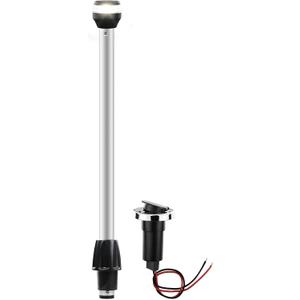 24 Inches Boat Light Pole,Boat Stern Light Waterproof 12V White Anchor light LED Navigation Rear Lights for Pontoon,Yacht(24” Plug-in Base)