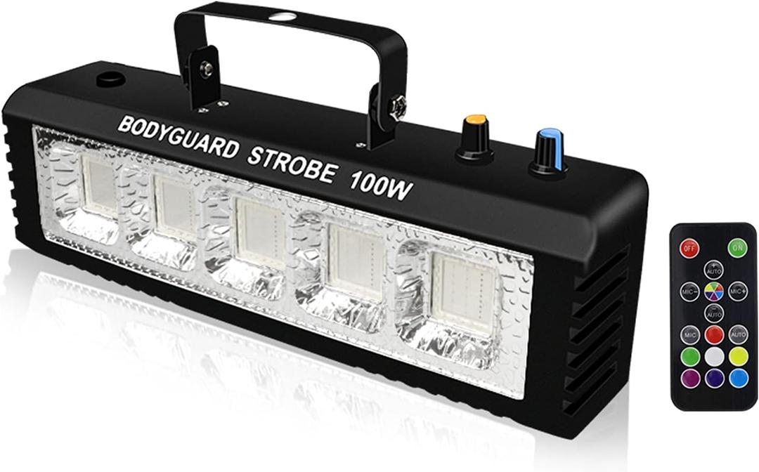 Strobe Stage Lights Sound Activated, Led Strobe Light 100W, Halloween Light Effect with Remote Control, Professional DJ Party Lights for Banquet Host
