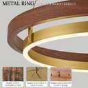 LED Ring Chandelier Dimmable Gold Walnut Wood Chandeliers, 30W Downlight