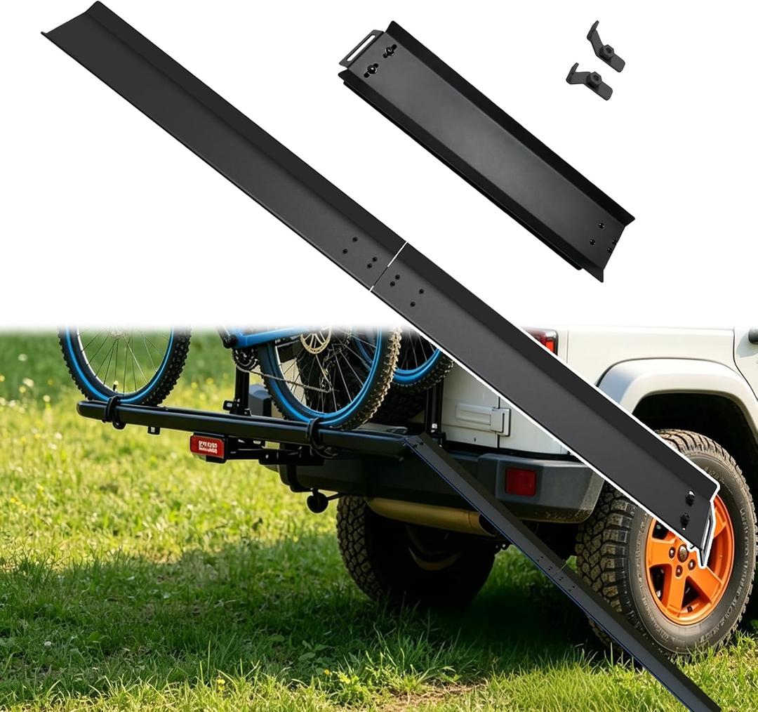 Bike Rack Loading Ramp, Foldable E-Bike Ramp for Pickup Trucks Trailers | Heavy-Duty, 150 LBS Capacity Bicycle Loading Ramp for Ebikes/Mountain Bikes/Fat Tire Bikes/Light Motorcycles